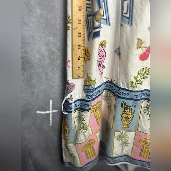 Japna Linen Blend Greece Summer Strapless sun Pocket Dress Size XL - Picture 7 of 11